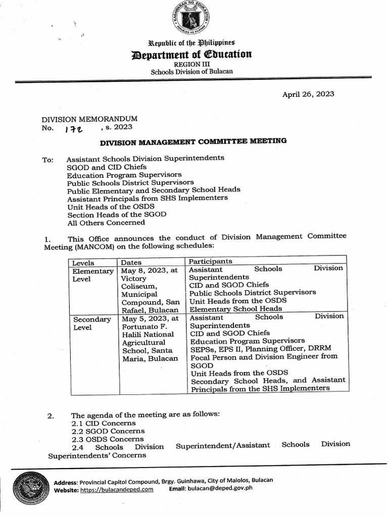 Div Memo No. 172 S. 2023 | PDF
