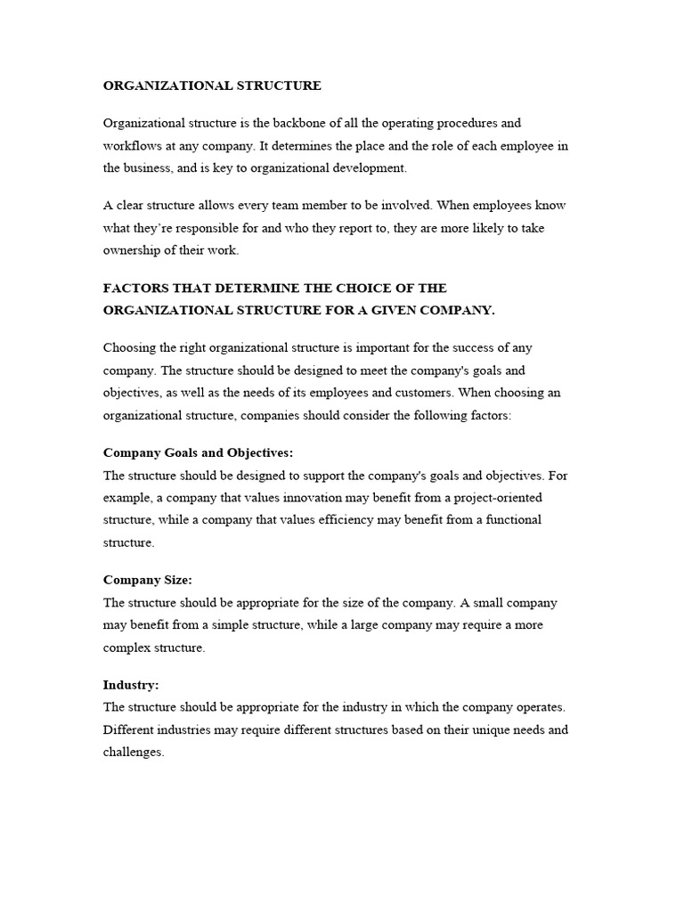Choosing the Right Organizational Structure | PDF | Cost Of Living ...