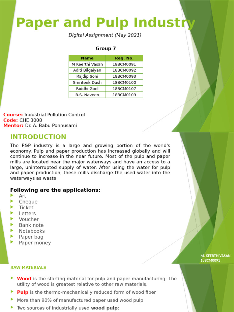 Pulp and Paper Industry Pollution Overview | PDF | Pulp (Paper) | Chemistry