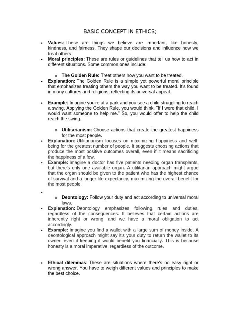 Key Concepts in Ethics Explained | PDF | Morality | Utilitarianism