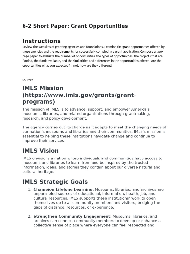 Grant Opportunities for Museums and Libraries | PDF | Fundraising ...