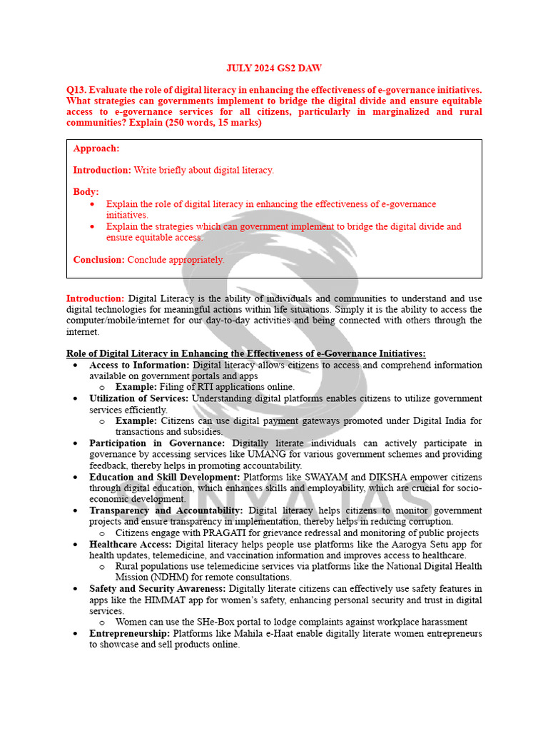 Enhancing E-Governance Through Digital Literacy | PDF | Internet ...