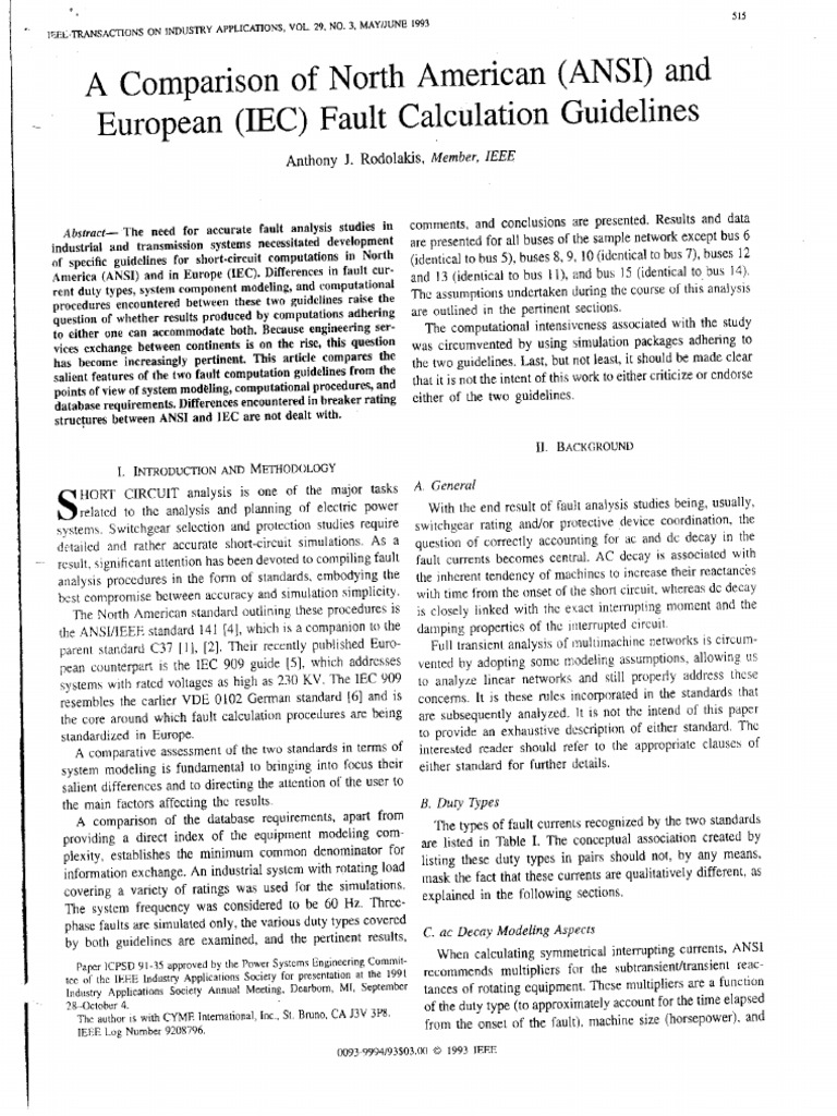A Comparison of ANSI & IEC Fault Calculations Guidelines | PDF
