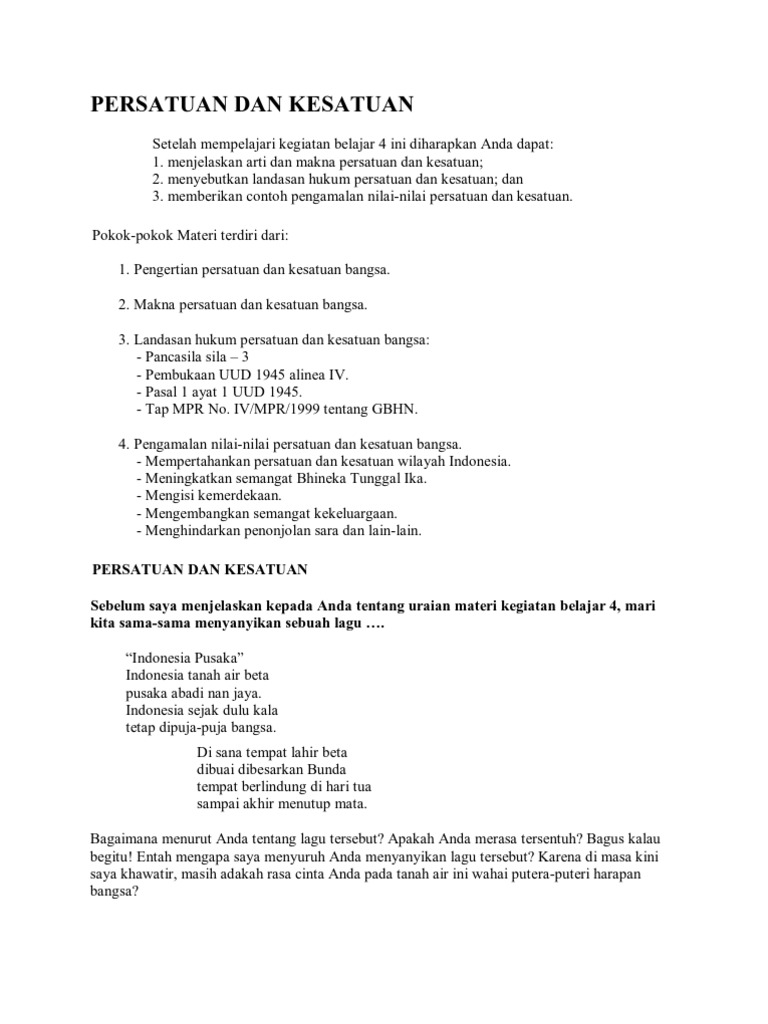 Persatuan Dan Kesatuan