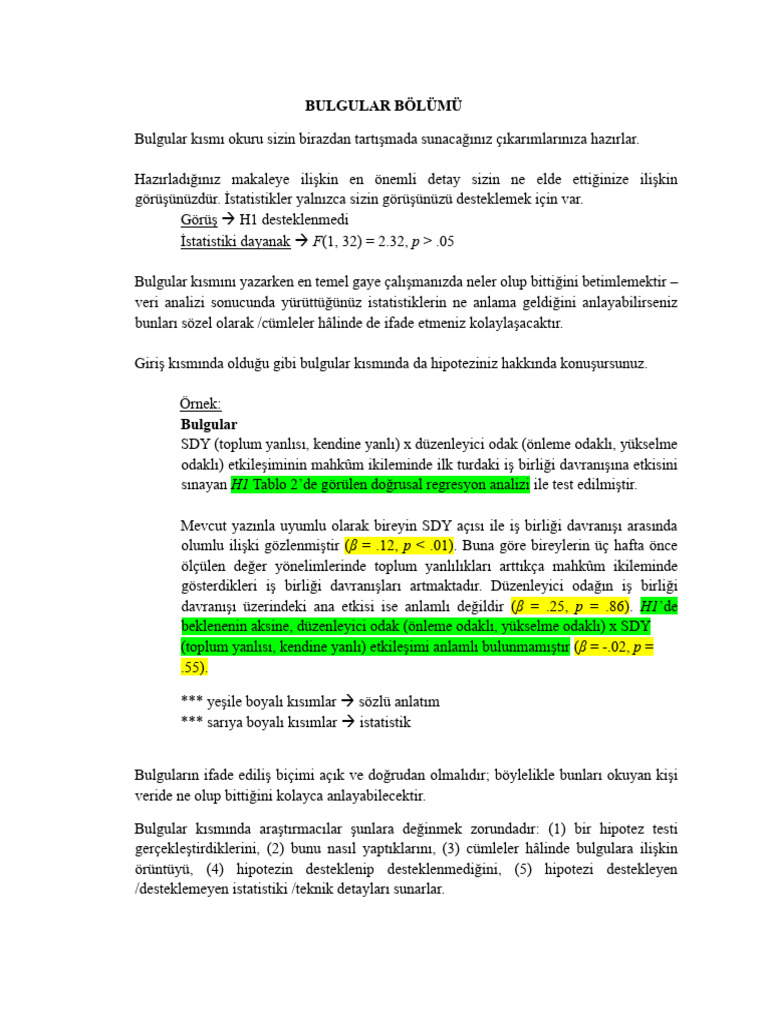 Bulgular Bölümü | PDF