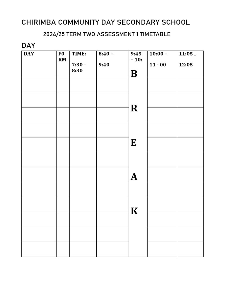 Time-Table Assessment 1 | PDF