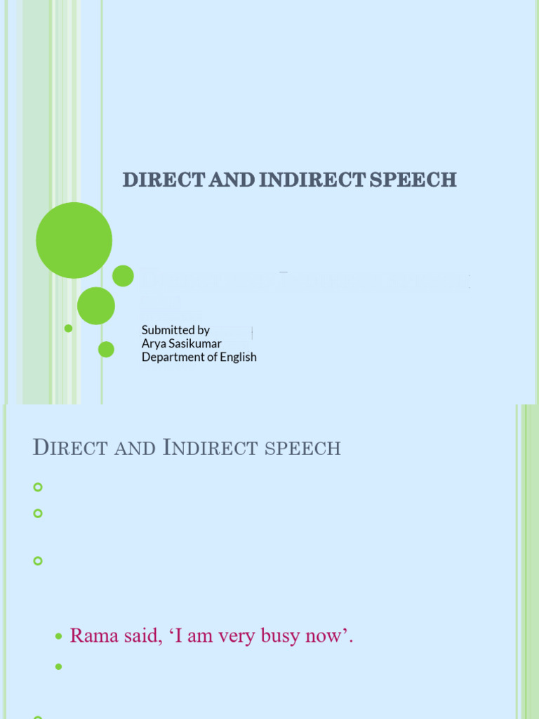 Direct and Indirect Speech | PDF | Verb | Semantic Units