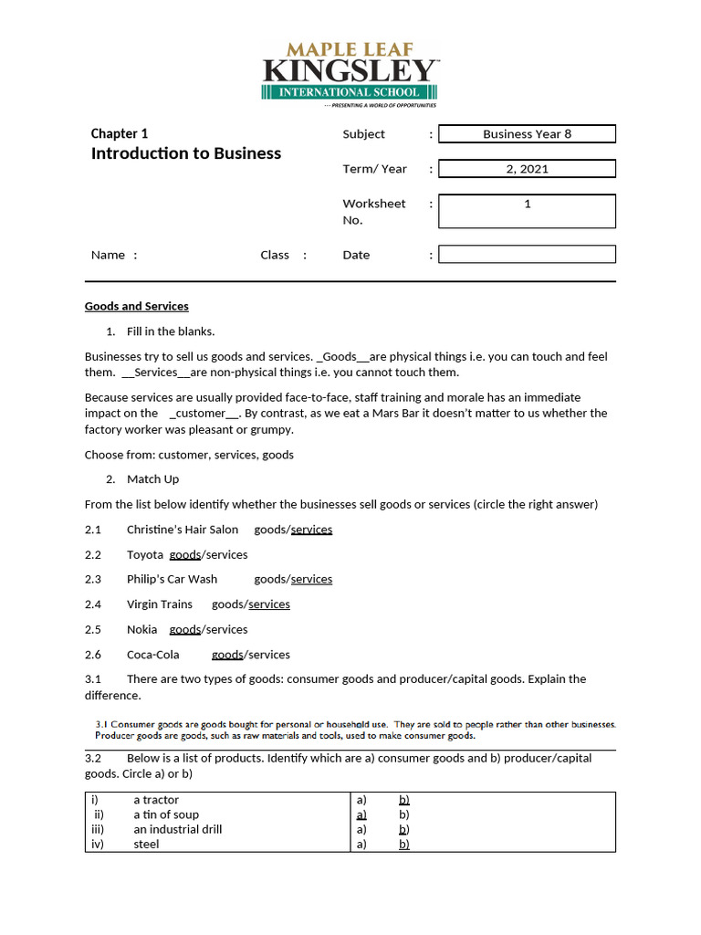 Understanding Goods and Services in Business | PDF | Labour Economics ...
