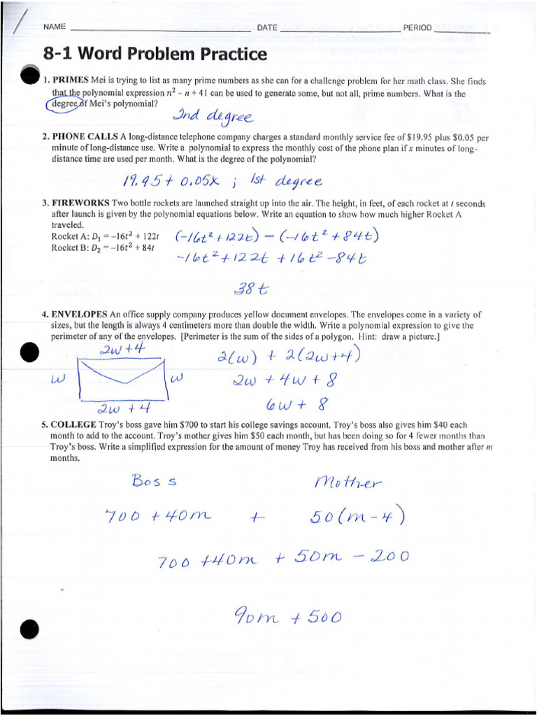 Cpalg Word Problem Packet With Answers | PDF