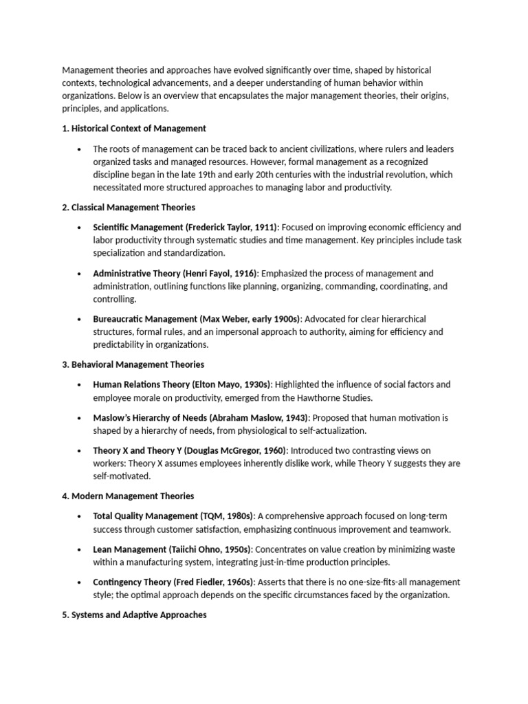Theories of Management | PDF | Systems Theory | Organizational Behavior