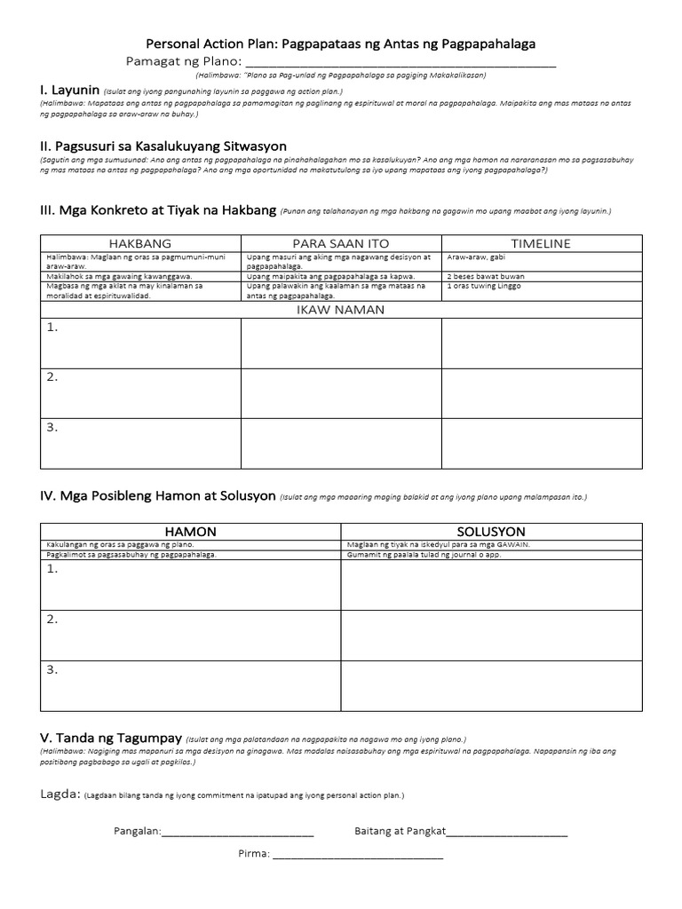 Personal Action Plan | PDF