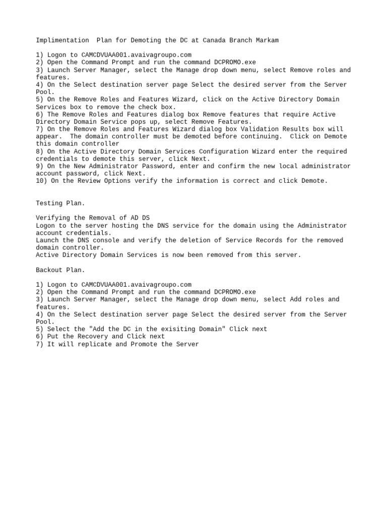 Demote dc steps pdf