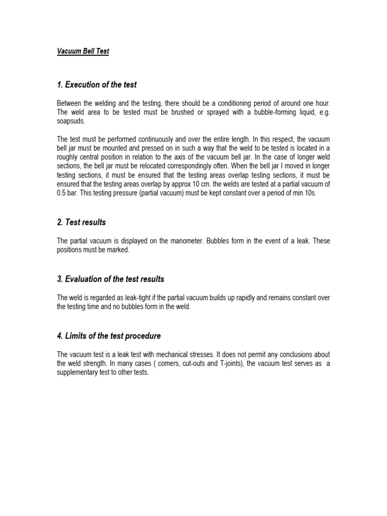Vacuum and Air Pressure Testing Procedures | PDF | Vacuum | Pressure