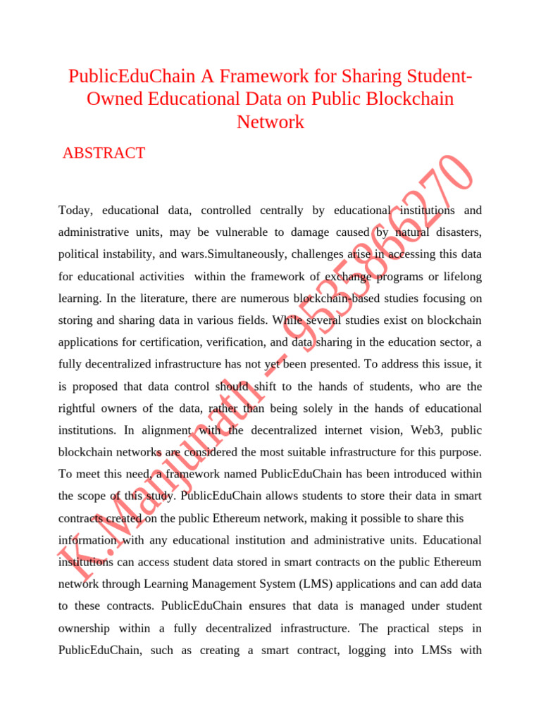 PublicEduChain: Student Data on Blockchain | PDF | Computer Science ...