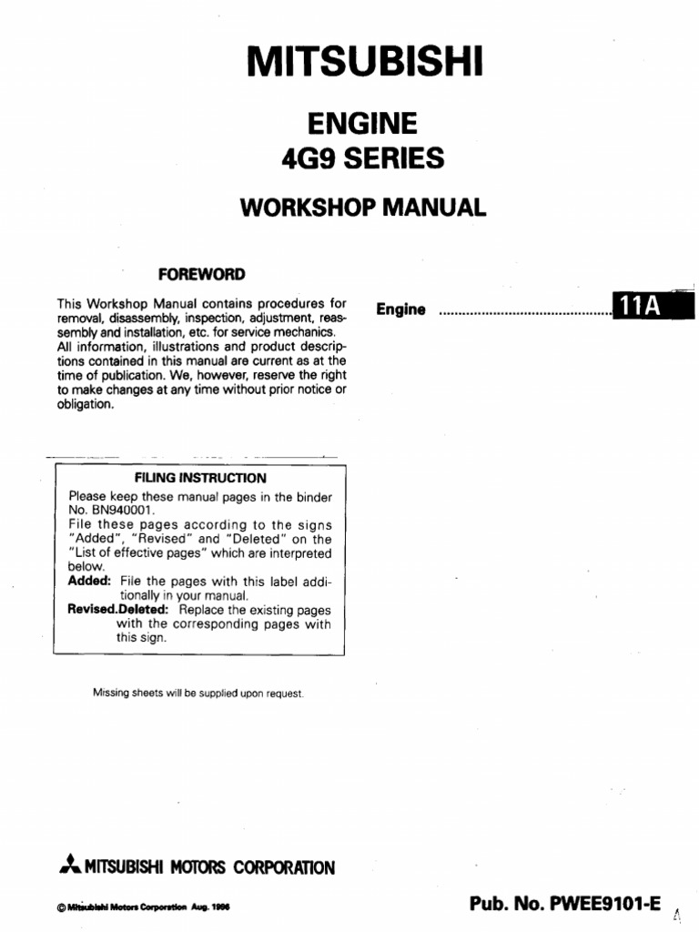 Mitsubishi 4G9 Engine Service Bulletin | PDF | Car Manufacturers Of ...
