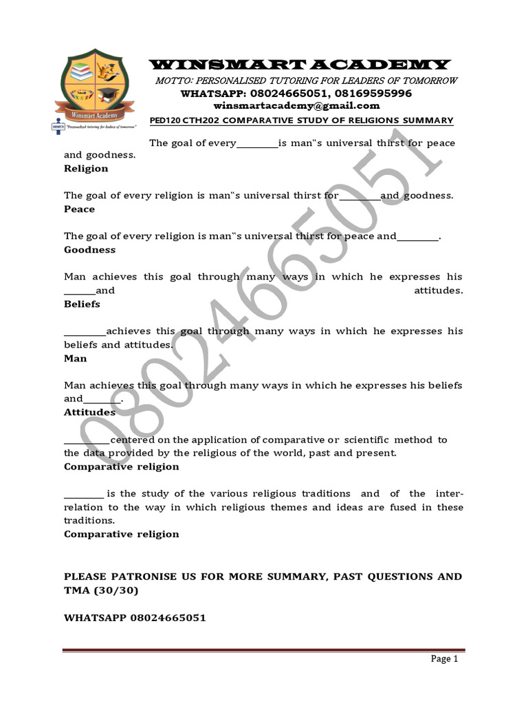 Comparative Study of Religions Summary | PDF | Shinto | Salvation