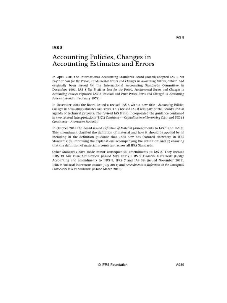 IAS 8: Accounting Policies and Errors | PDF | International Financial ...