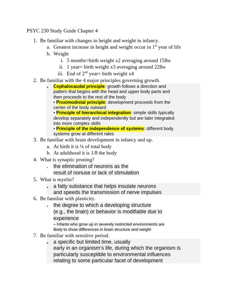 Infant Development Study Guide | PDF | Infants | Sleep