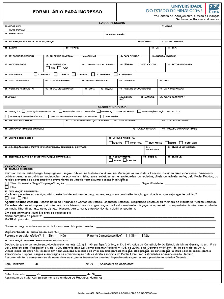Pss 1 2023 Form Ingresso 11 10 2023 | PDF | Parentesco | Administração ...