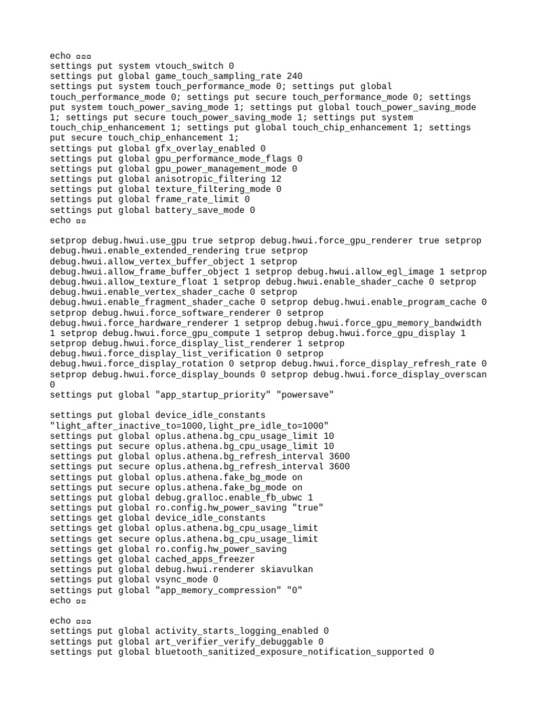 Android Performance Optimization Settings | PDF