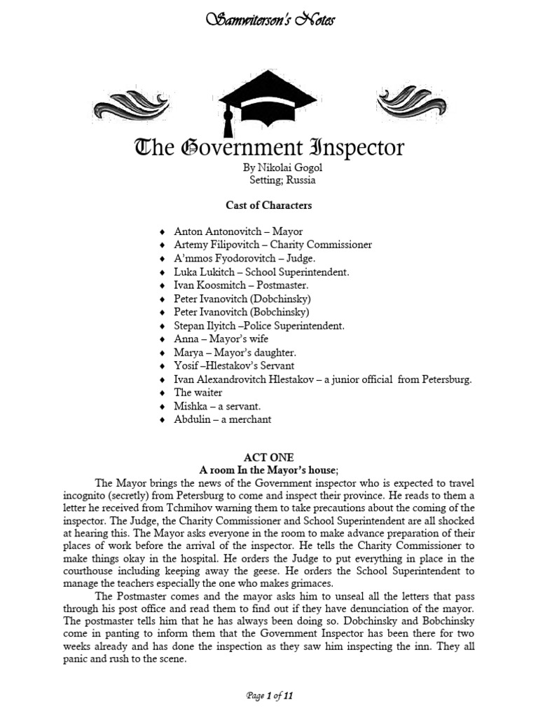 The Government Inspector Overview | PDF
