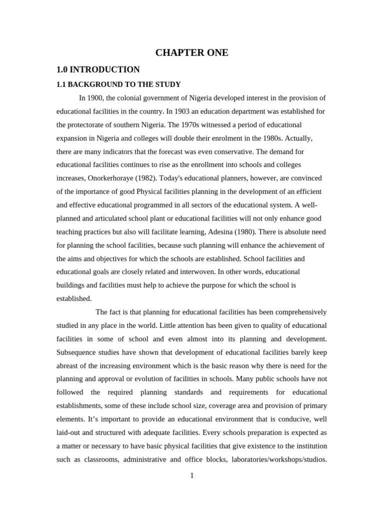 Assessment of School Facilities in Bosso | PDF