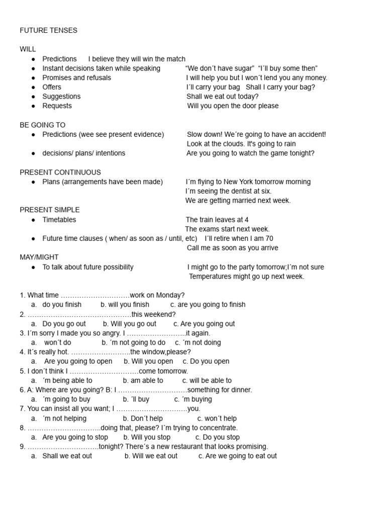 Future Tenses Pdf
