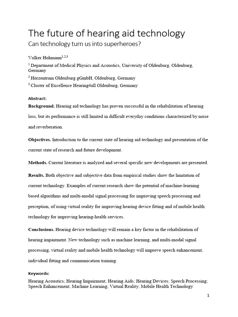 Future Innovations in Hearing Aids | PDF | Hearing Aid | Communication
