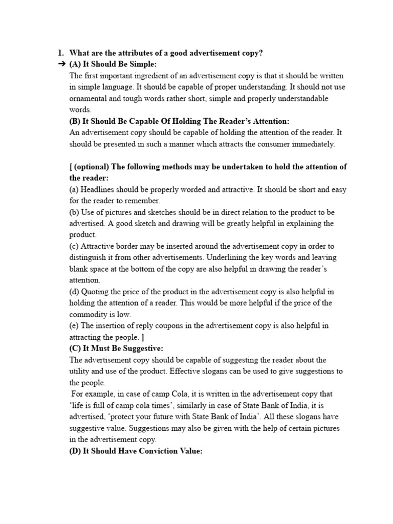Key Attributes of Effective Ad Copy | PDF | Thought | Advertising