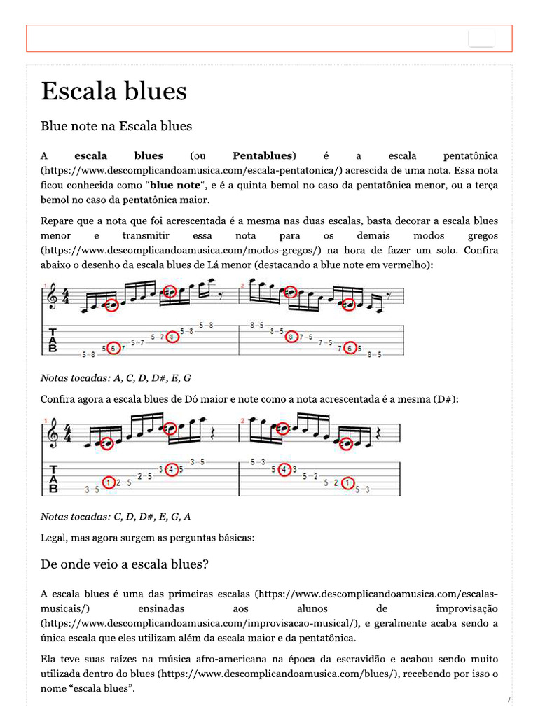 Blue Note Na Escala Blues - Teoria Musical | PDF
