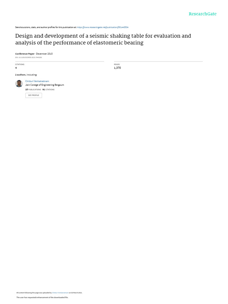 Seismic Shaking Table for Elastomeric Bearings | PDF | Earthquakes ...