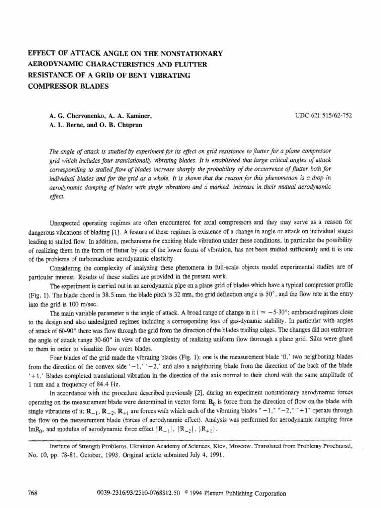 Effect of Attack Angle On The Nonstationary Aerodynamic Characteristics ...