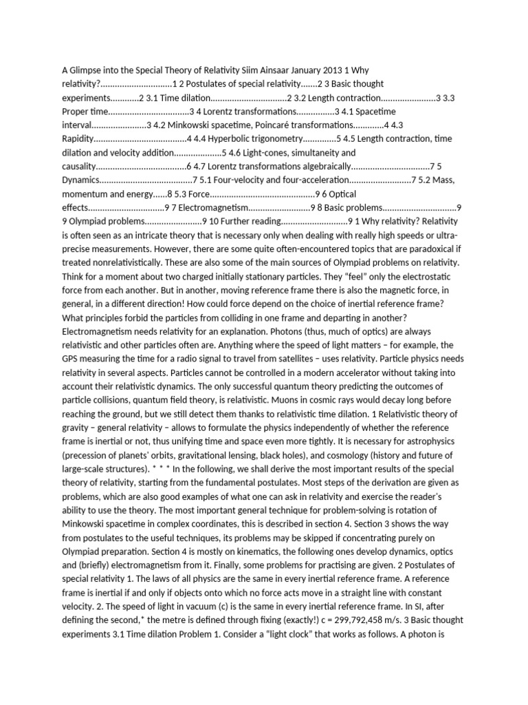 Understanding Special Relativity Concepts | PDF | Special Relativity ...