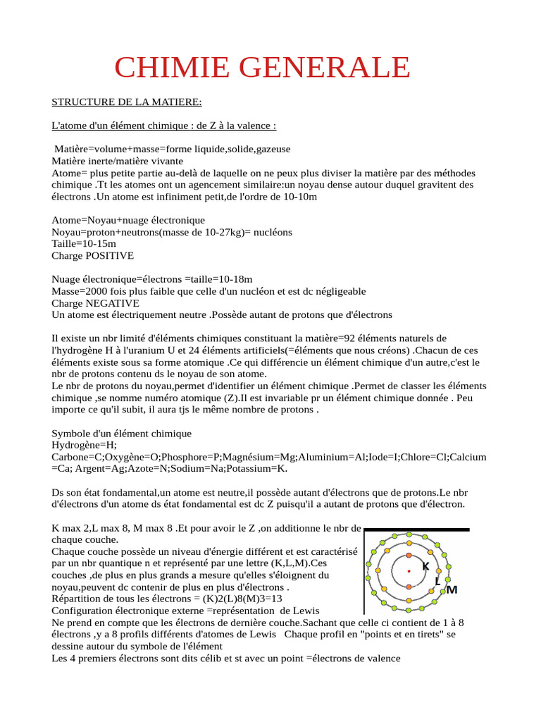 Structure et liaisons des atomes en chimie | PDF | Liaison chimique ...