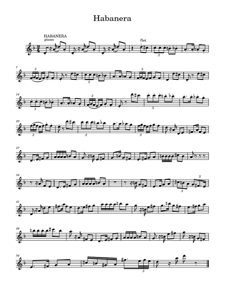 Habanera Musical Notation Guide | PDF