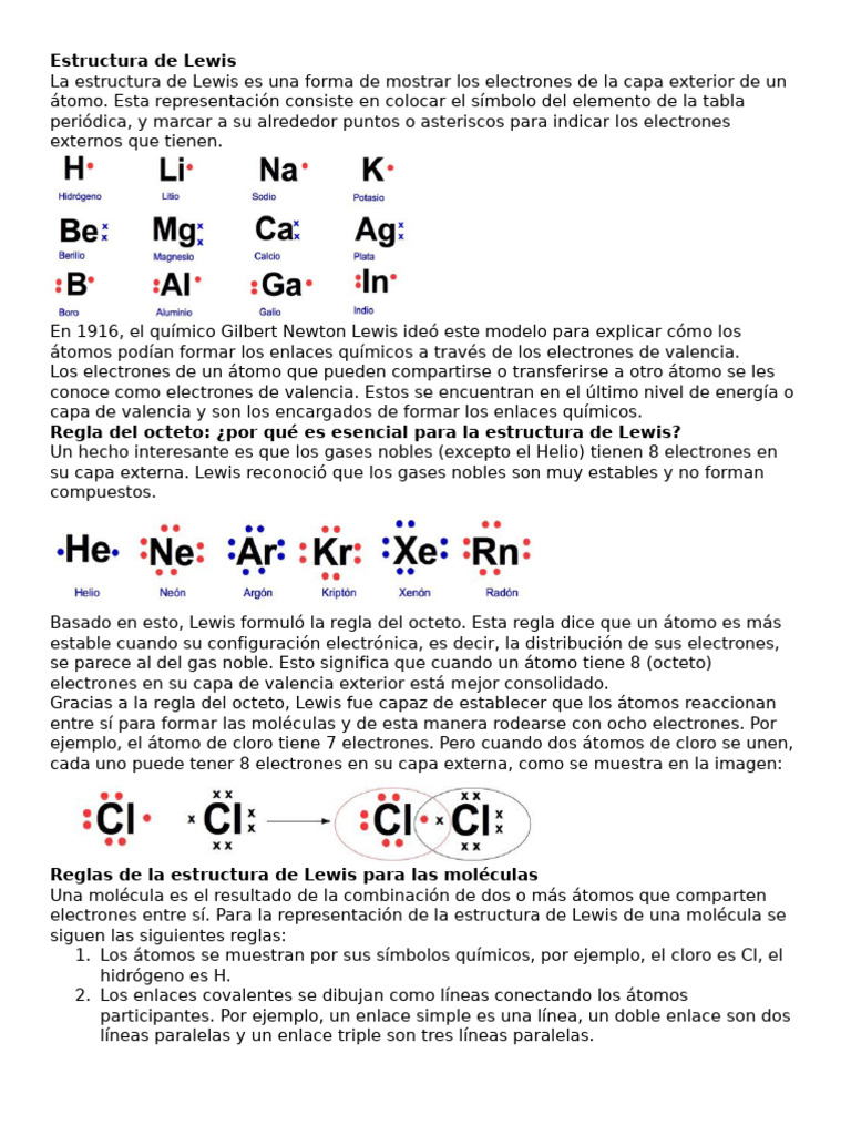Estructura de Lewis y regla del octeto | PDF | Valencia (Química ...