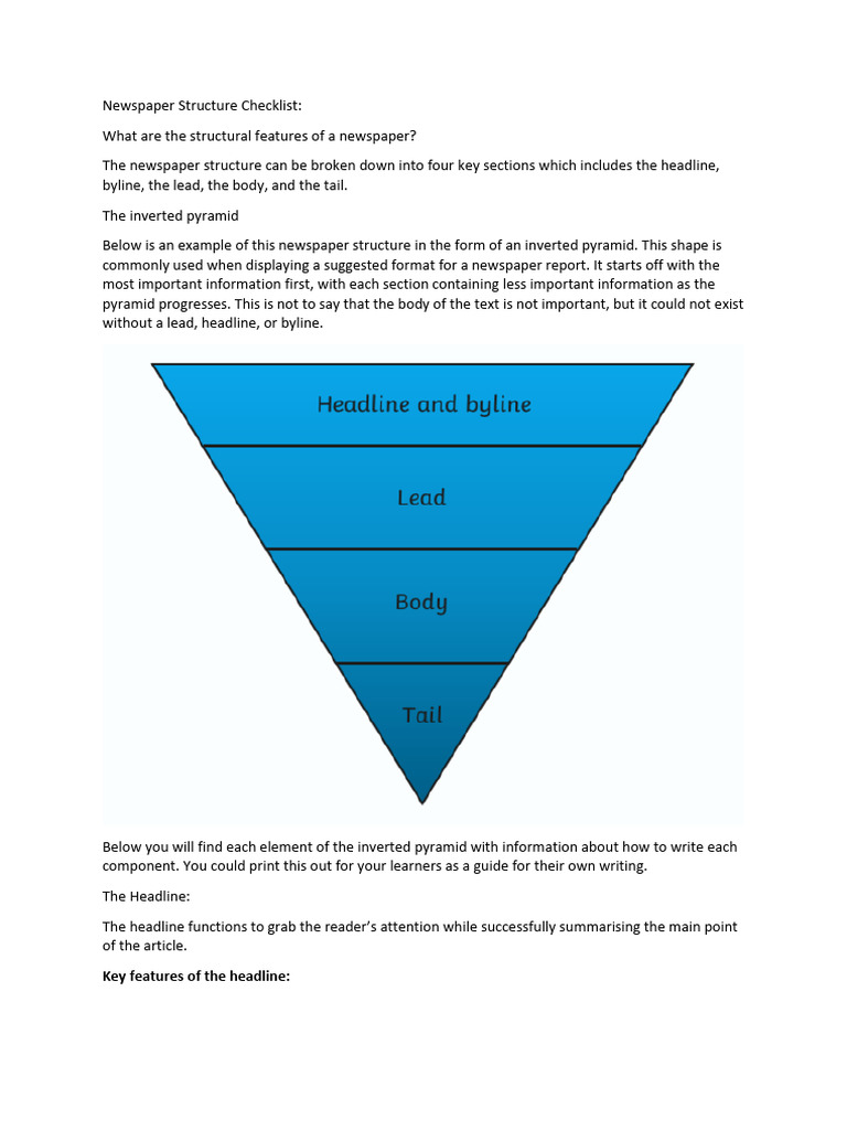 Inverted Pyramid Structure Guide | PDF | Newspapers | Human Communication