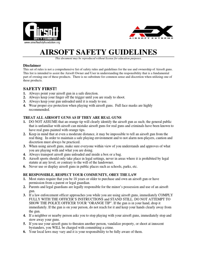 Airsoft Safety Guidelines Discretion Crimes