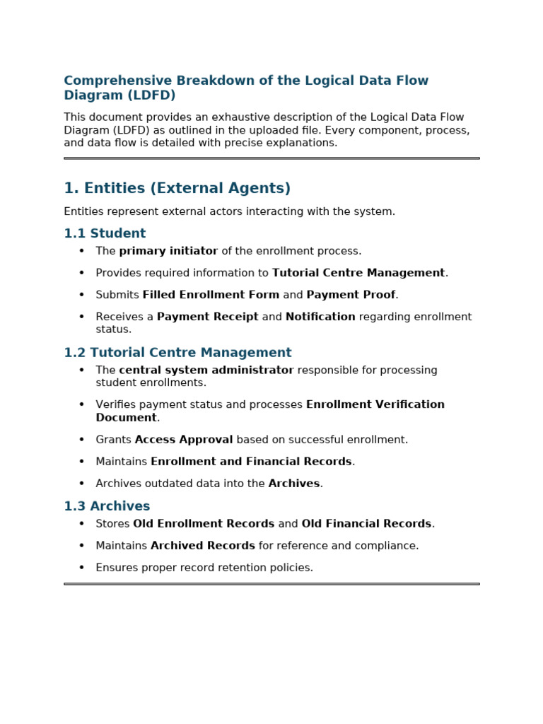 Comprehensive Breakdown of a Logical Data Flow Diagram (LDFD) | PDF ...