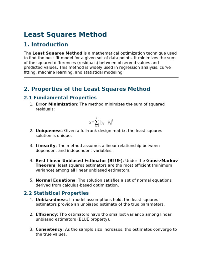 Understanding the Least Squares Method | PDF | Least Squares | Errors ...