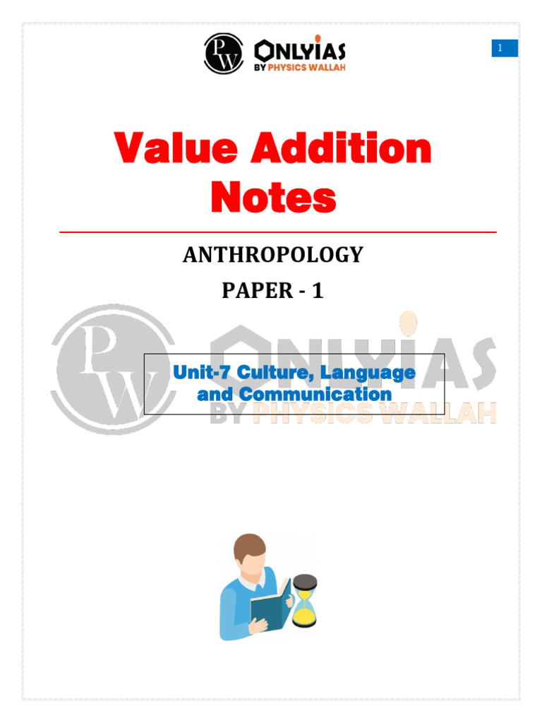 Unit 07 Culture, Language and Communication VAN Anthropology Optional ...
