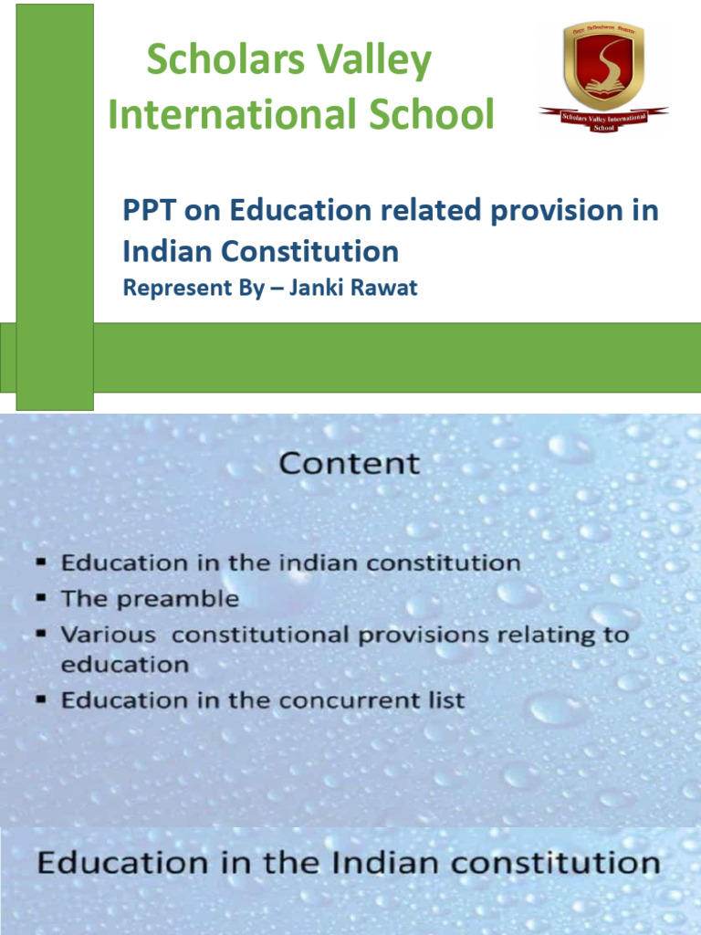 Education Provisions in Indian Constitution | PDF | Government Of India ...