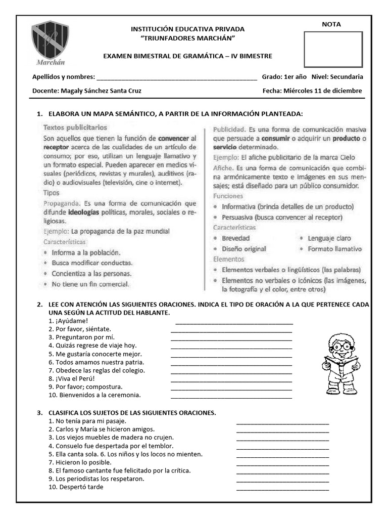 Gramática 1er Año | PDF