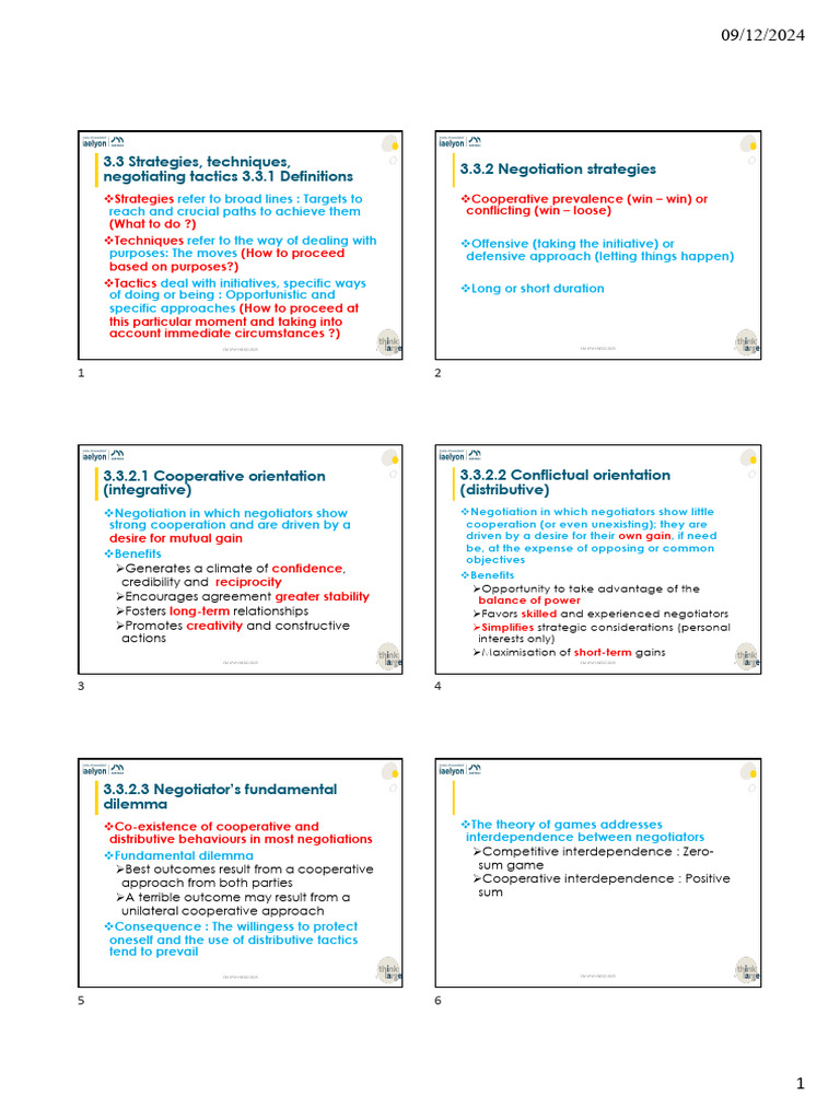 S4 Négo LPVH 2025 | PDF | Negotiation | Social Psychology