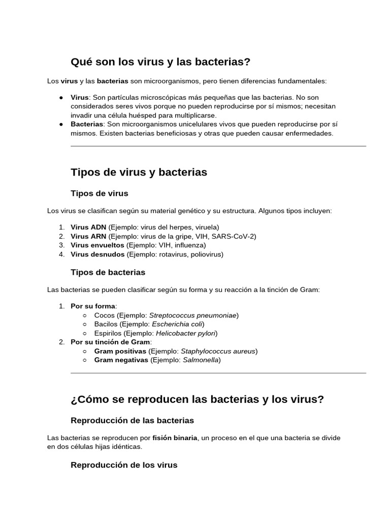 Virus y Bacterias: Diferencias y Tratamientos | PDF | Virus | Las bacterias