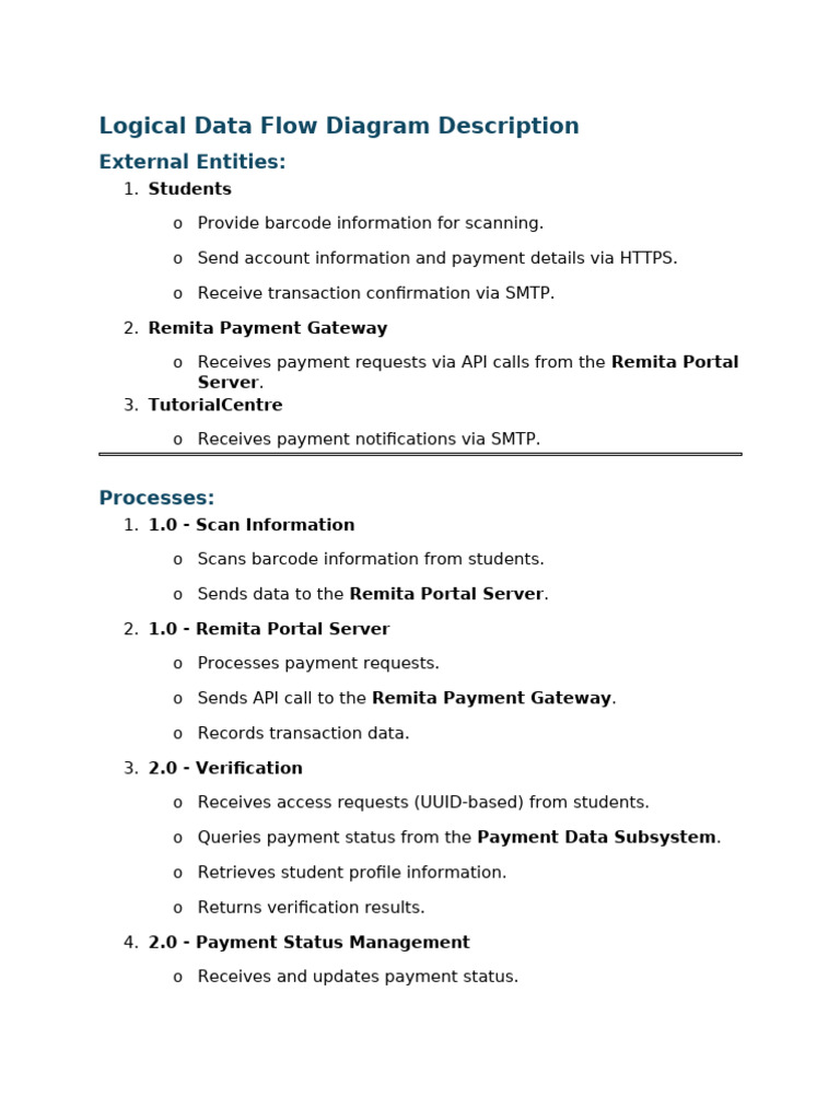 Logical Data Flow Diagram Description | PDF