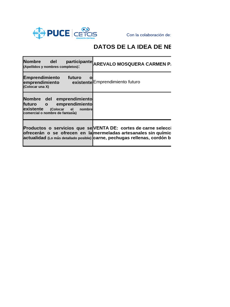 Material 5.1 Plantilla Modelo de Negocio CANVAS | PDF | Carne | Modelo ...