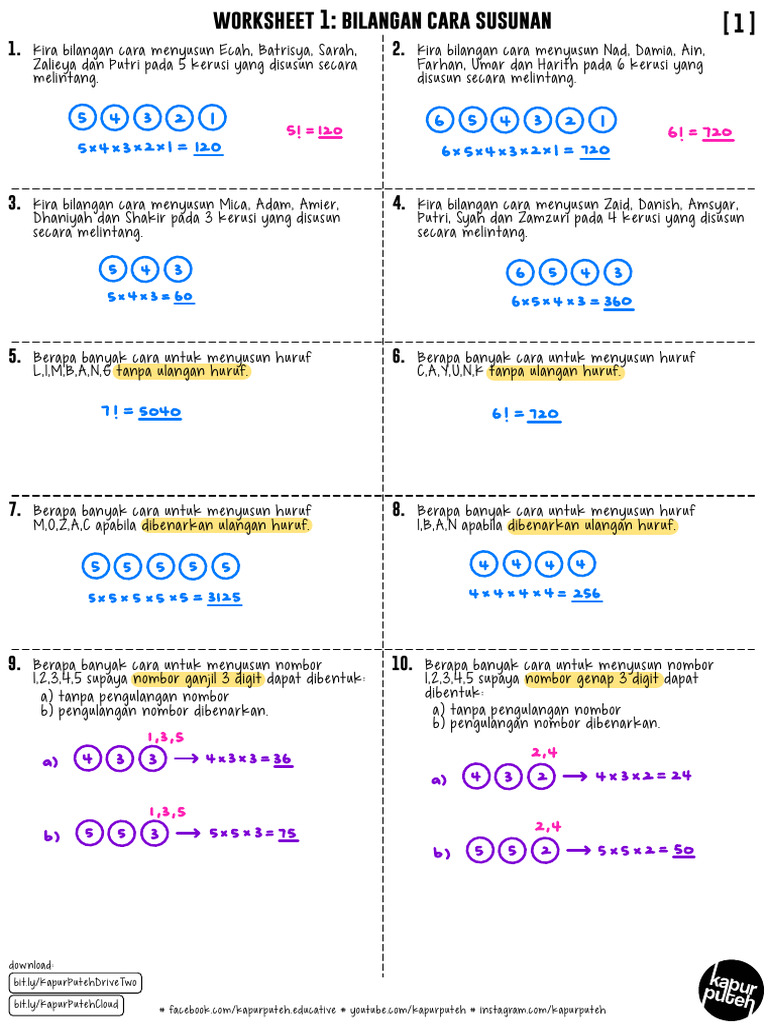 (Jawapan KSSM AddMaths) Bab 4 - Pilih Atur Dan Gabungan (Form 5) | PDF