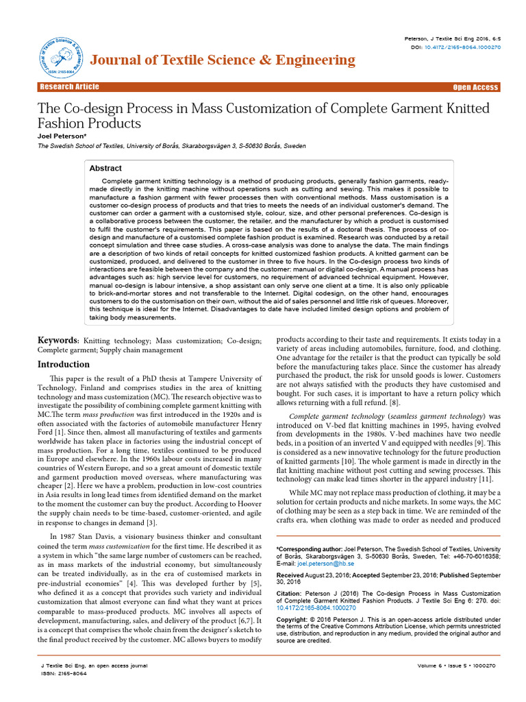 The Codesign Process in Mass Customization of Complete Garment ...