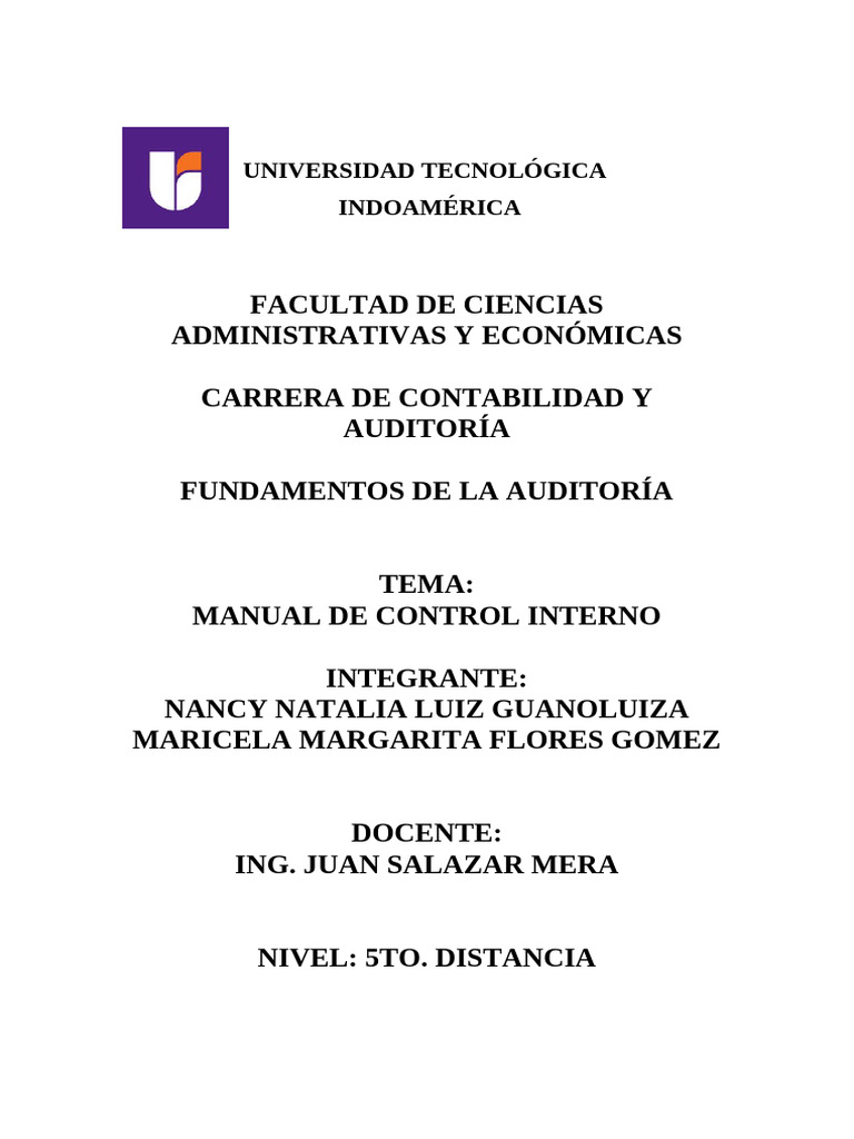 Manual de Control Interno 2024 | PDF | Contabilidad | Auditoría